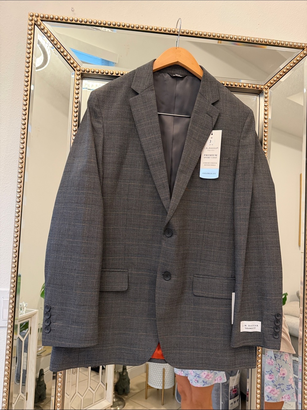 Haggar Gray Glen Plaid Two-Button Suit Jacket